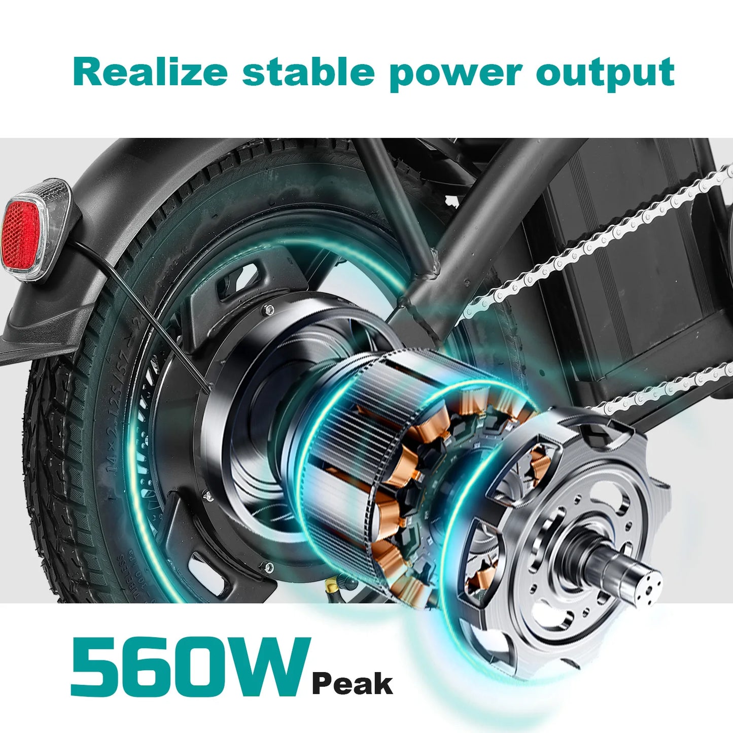 Terrosor Folding Electric Bike 560W 48V Removable Battery