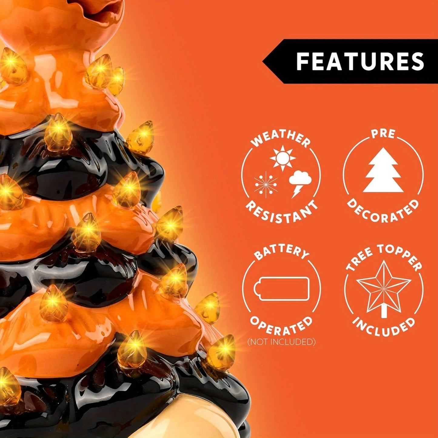 Battery Operated Halloween Pumpkin Gnome Ceramic Tree Led Tabletop Decor