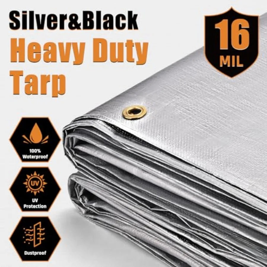 Heavy Duty Waterproof Tarp With Reinforced Edges And Brass Grommets