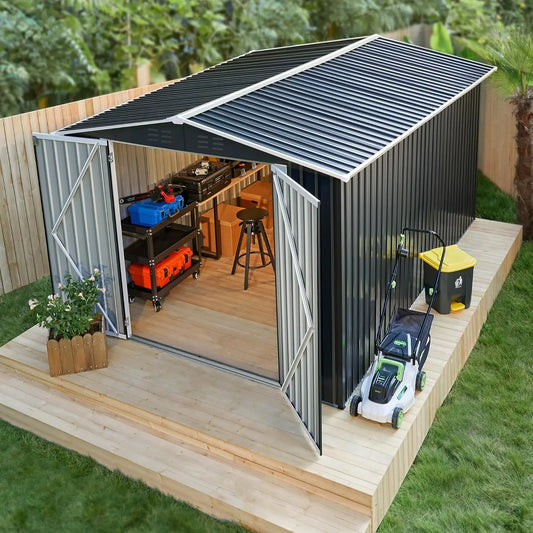 Outdoor Metal Storage Shed With Reinforced Frame Waterproof