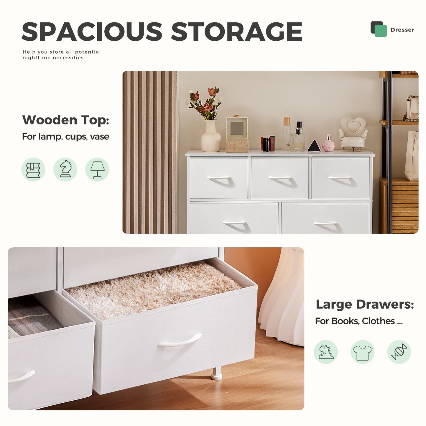 JHK Wardrobes For Bedroom With Fabric Drawers Storage Cabinet