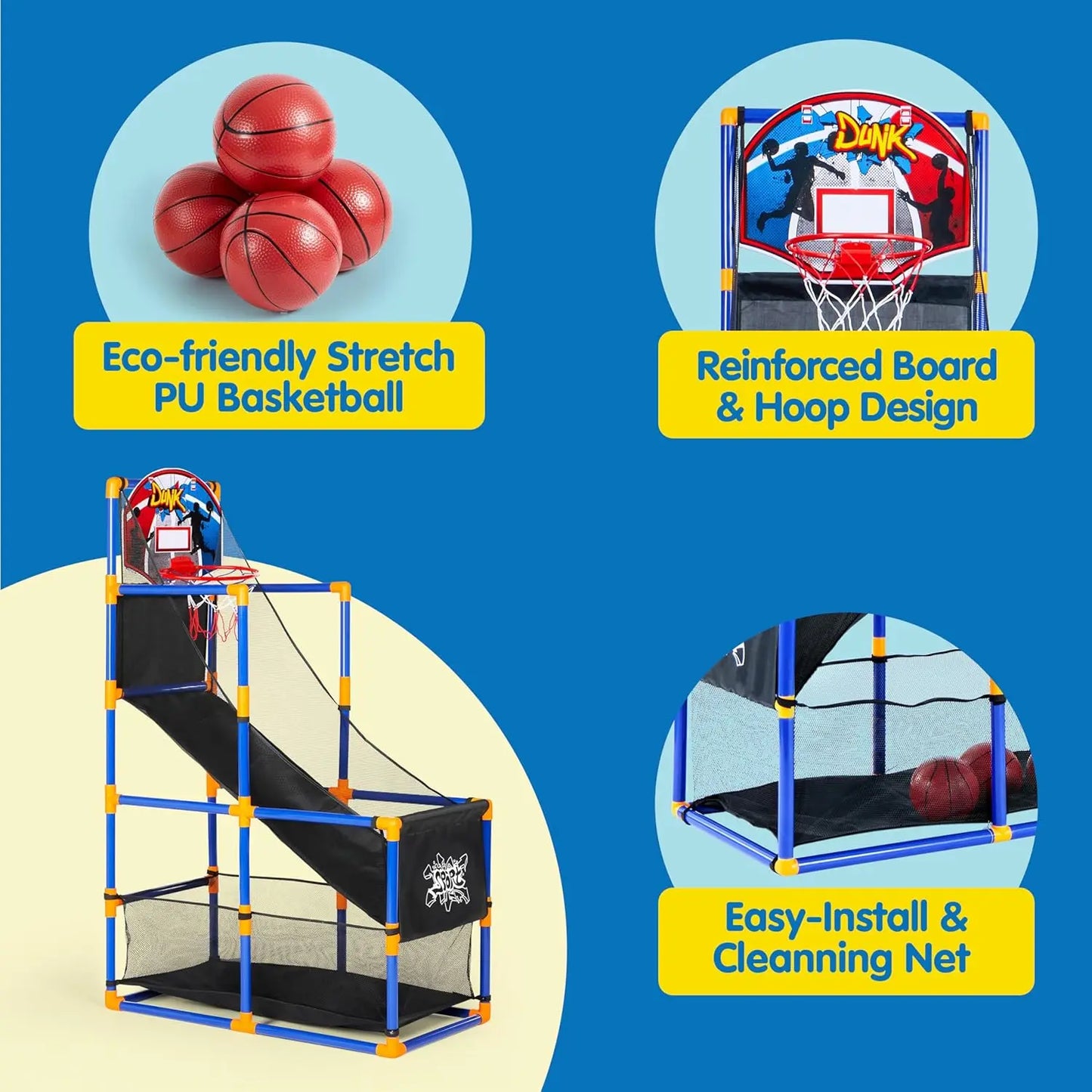 Joyfy Kids Arcade Basketball Stand With 4 Inflatable Balls