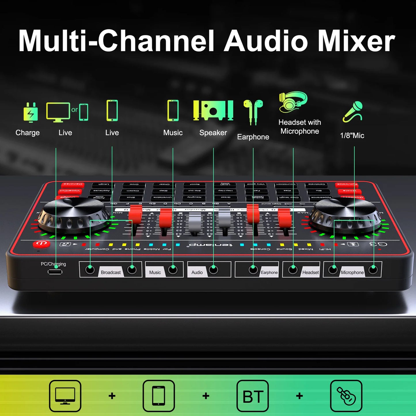 Tenlamp G3 Podcast Kit With USB Mixer And Wireless Mic