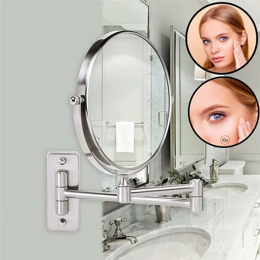 BORWART 10X Magnifying Wall Mounted Mirror 360 Swivel Makeup