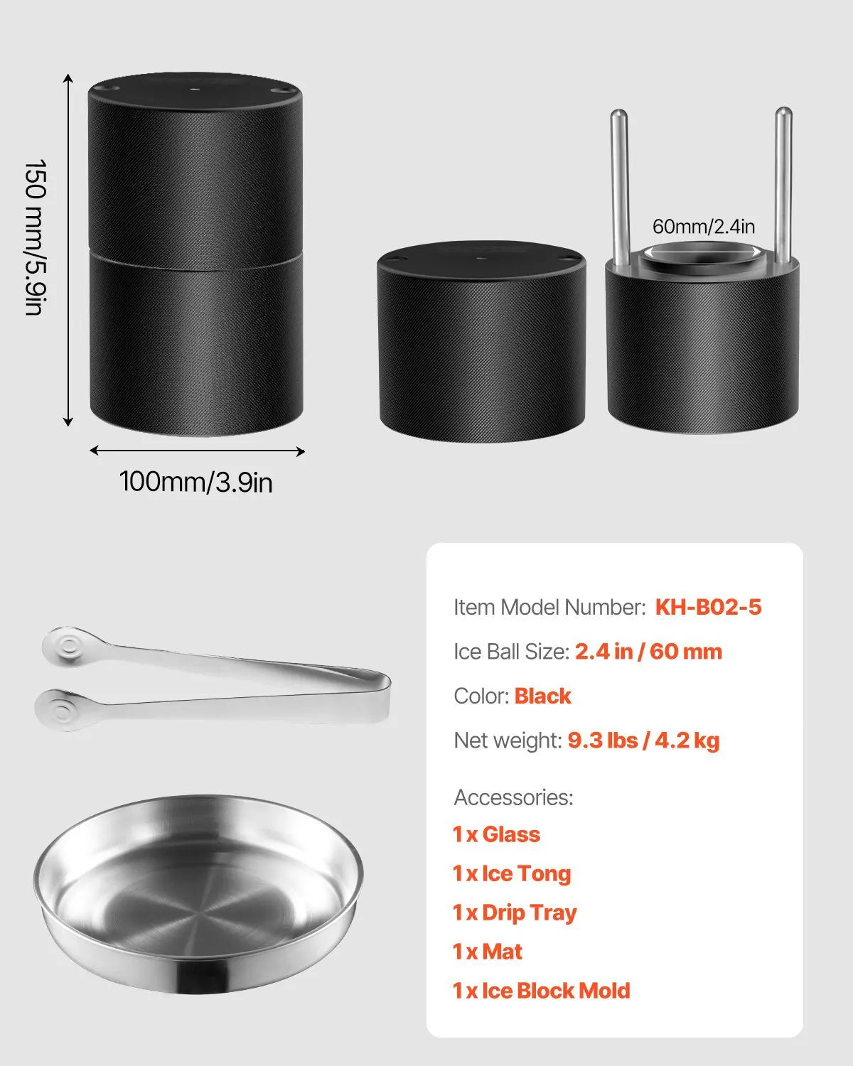 Aviation Aluminum Ice Ball Press Kit With Mold Tray
