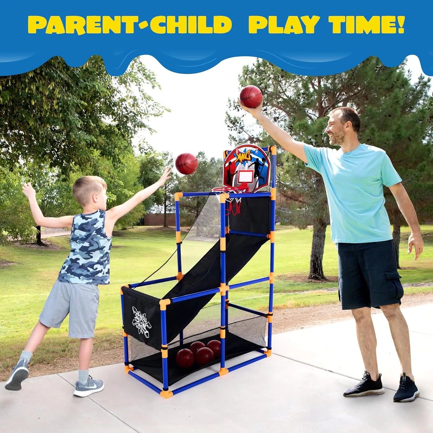 Joyfy Kids Arcade Basketball Stand With 4 Inflatable Balls