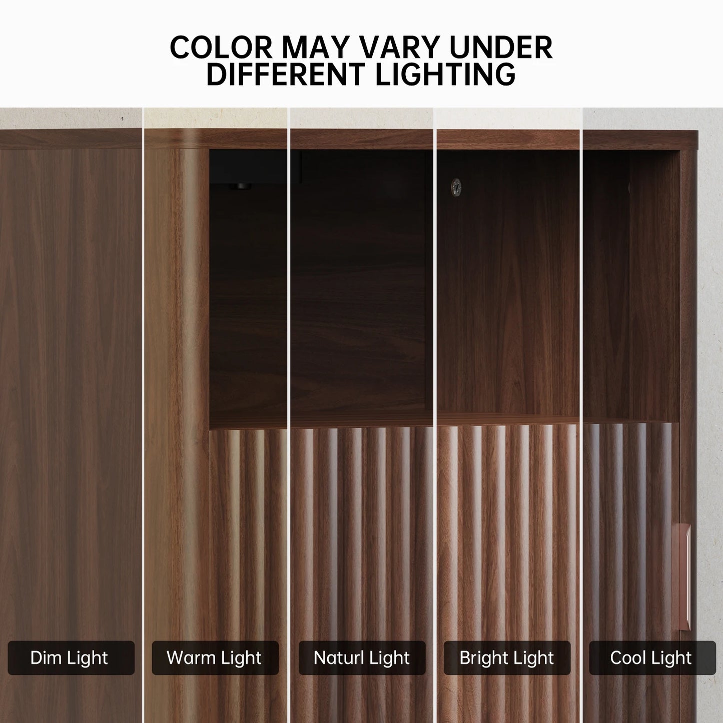 TinyNest Nightstand With Charging Station Fluted Wood Storage Drawers