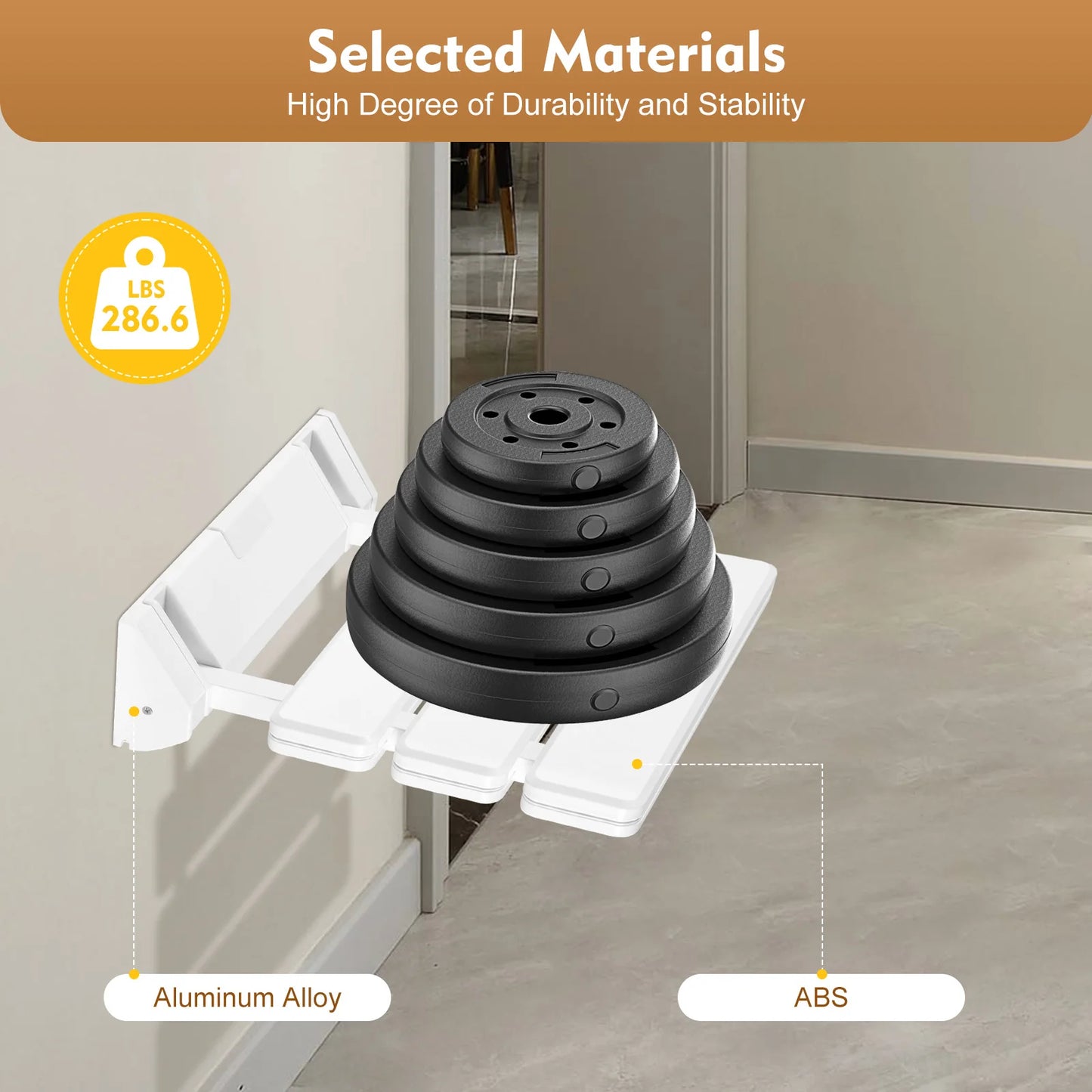 Wall Mounted Folding Shower Seat Waterproof Aluminum Bathroom Bench