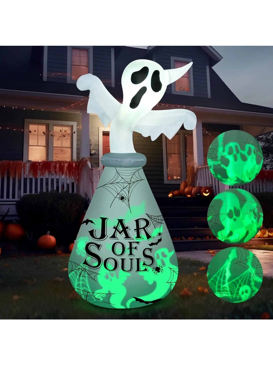 Joyfy Inflatable Ghost Halloween Outdoor Decor With LED Light