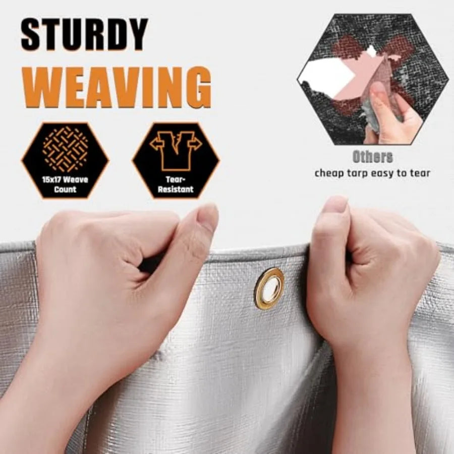 Heavy Duty Waterproof Tarp With Reinforced Edges And Brass Grommets