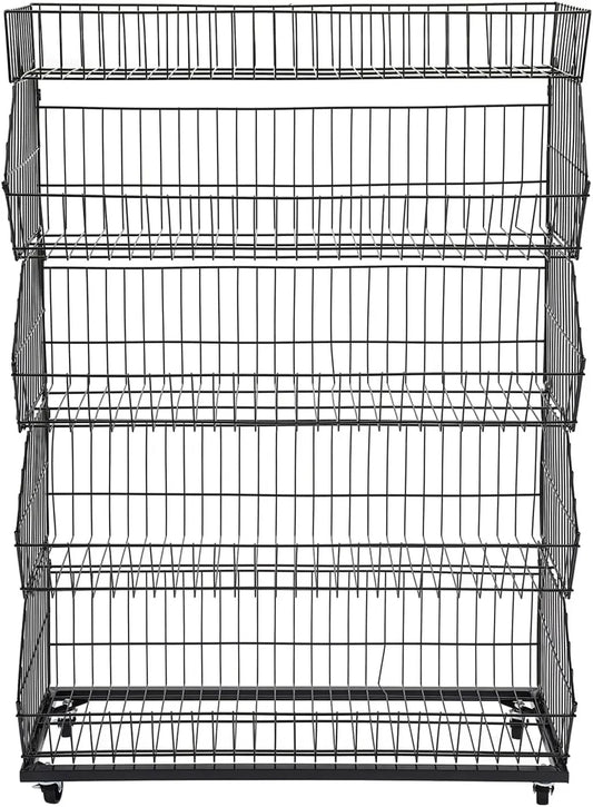 5 Tier Wire Metal Mobile Storage Shelf For Home Market