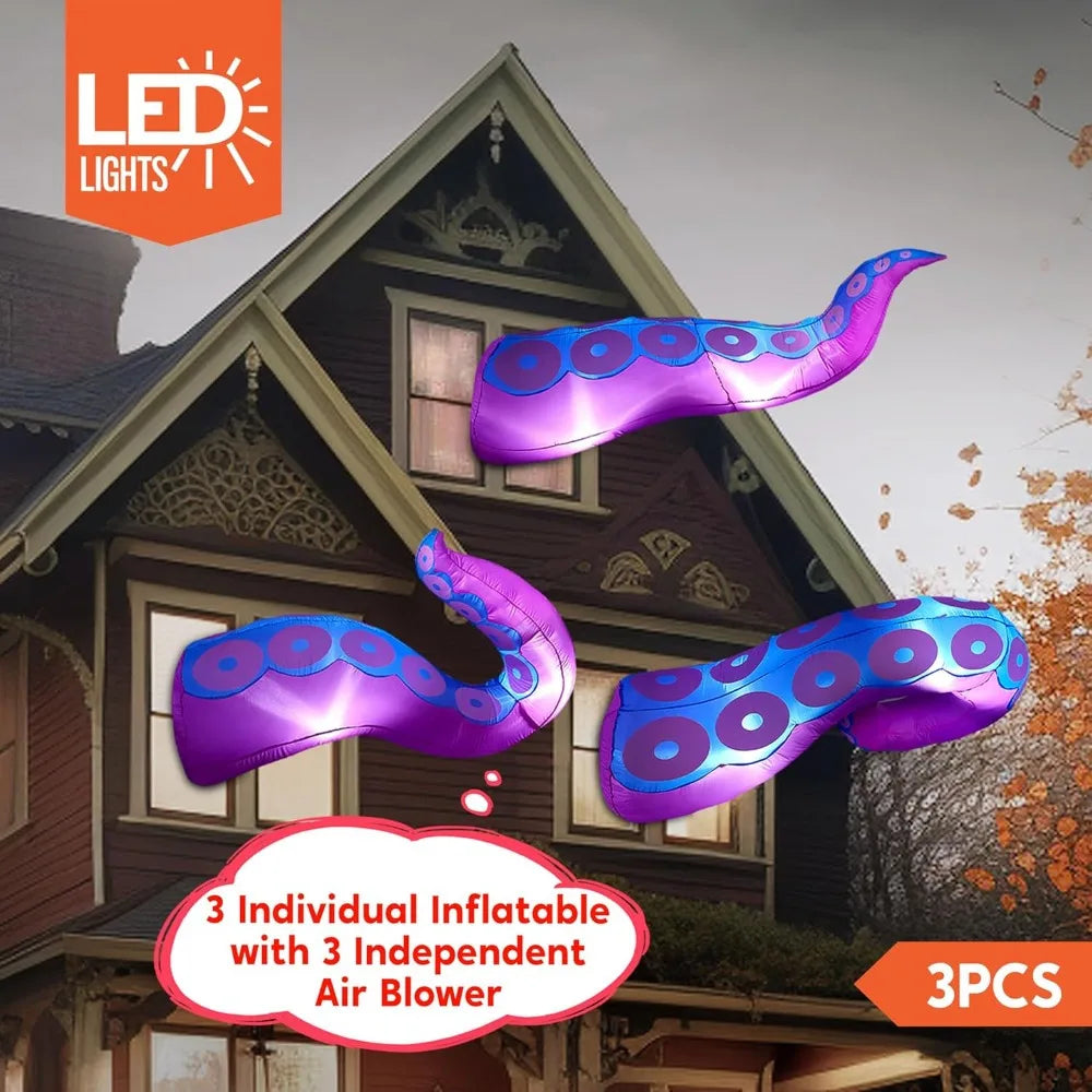 Joyfy Halloween Octopus Tentacle Inflatable Decor With Led Lights