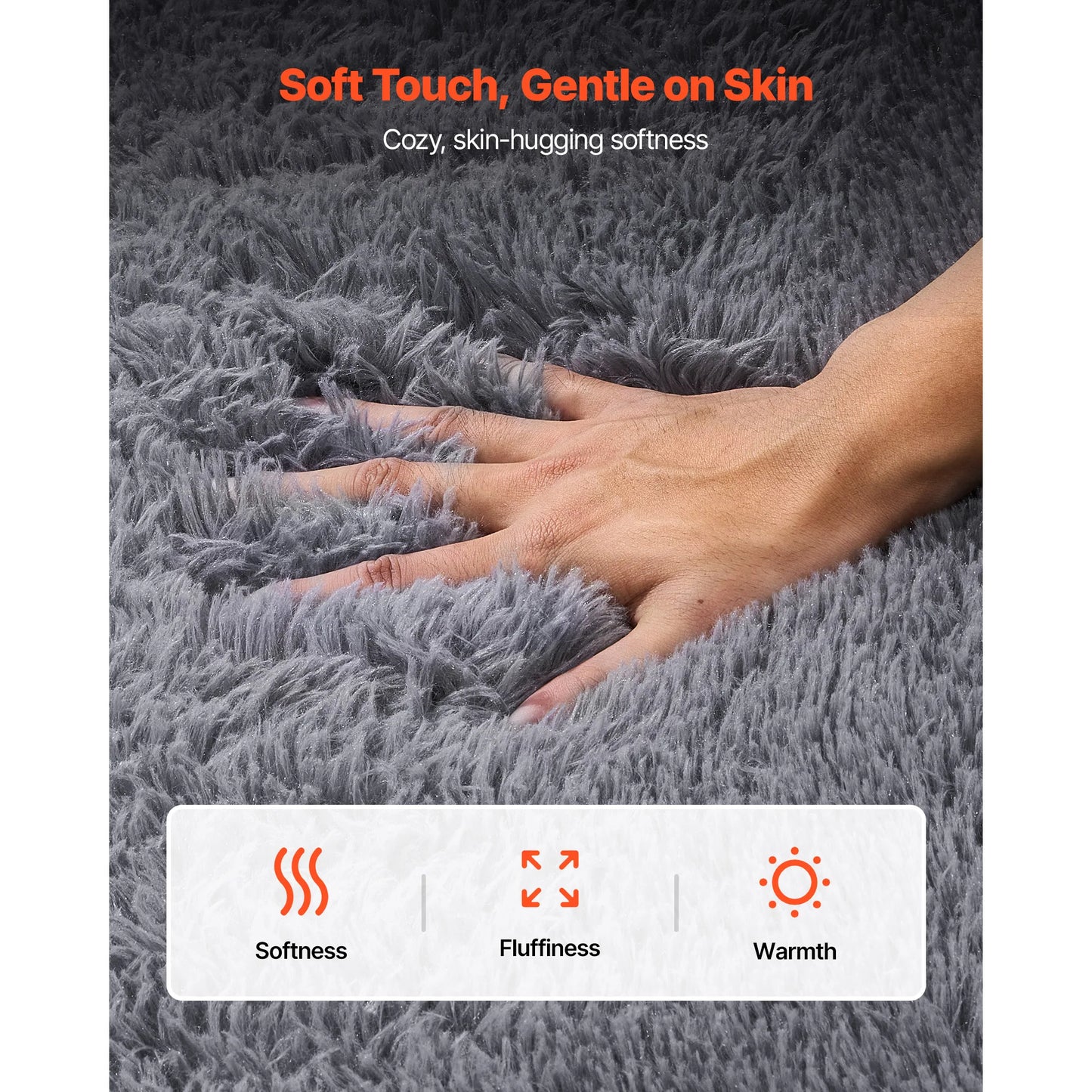 Indoor Plush Area Rug Furry Shag 100 Percent Polyester For Living Room Bedroom