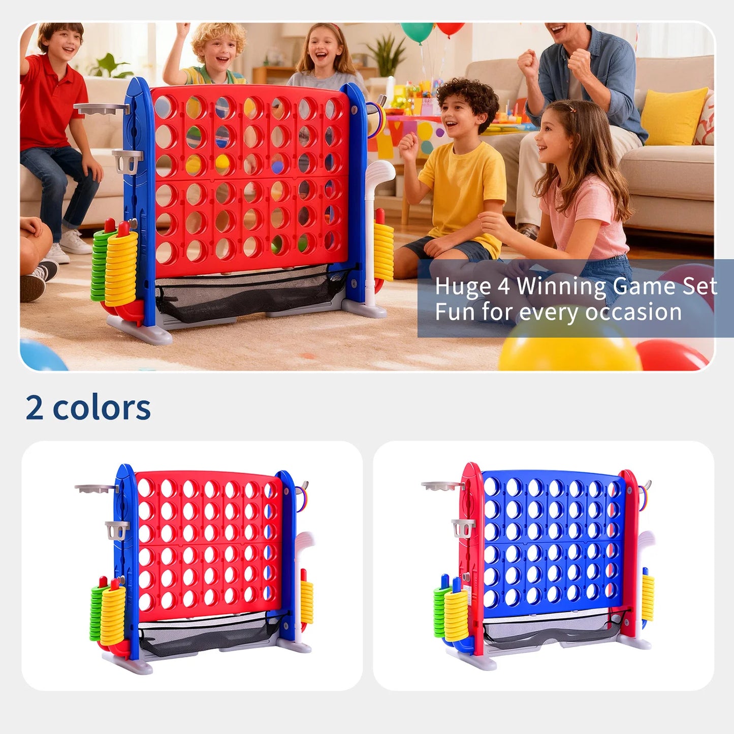 Giant Four In A Row Basketball Ring Toss Outdoor Game