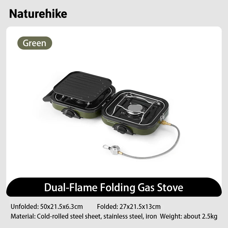 Naturehike 2 Burner Portable Folding Camping Gas Stove With Griddle