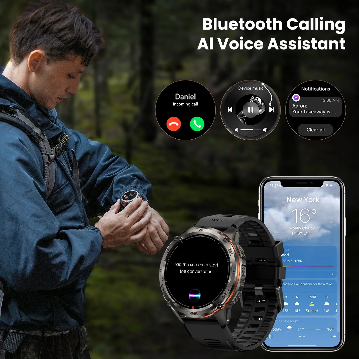 KOSPET Tank T3 Ultra 2 GPS Smartwatch With Bluetooth Calls