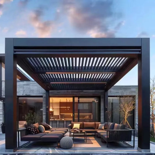 Aluminum Pergola Gazebo Sunshade Electric Louvered Awning For Outdoor Use