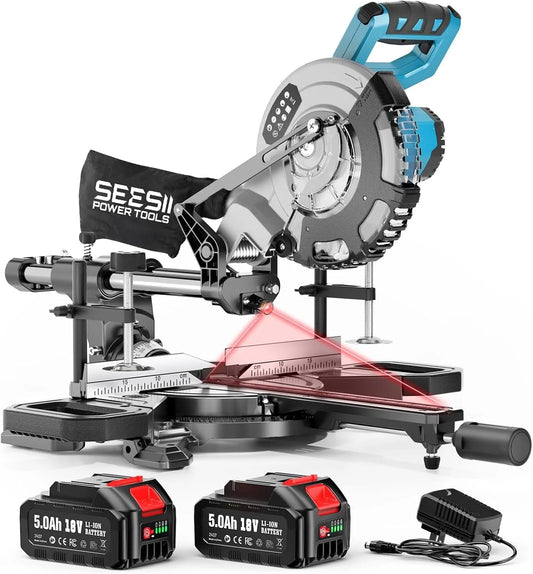 Seesii Cordless 8 Inch Sliding Compound Miter Saw With Laser