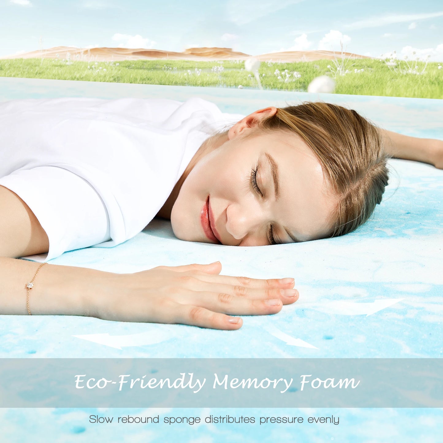 JHK Gel Memory Foam Mattress Topper Cooling Breathable Comfort