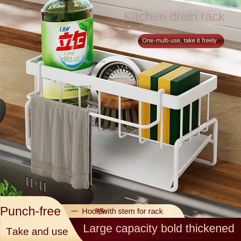 Stainless Steel Sink Drainage Rack and Dishcloth Storage