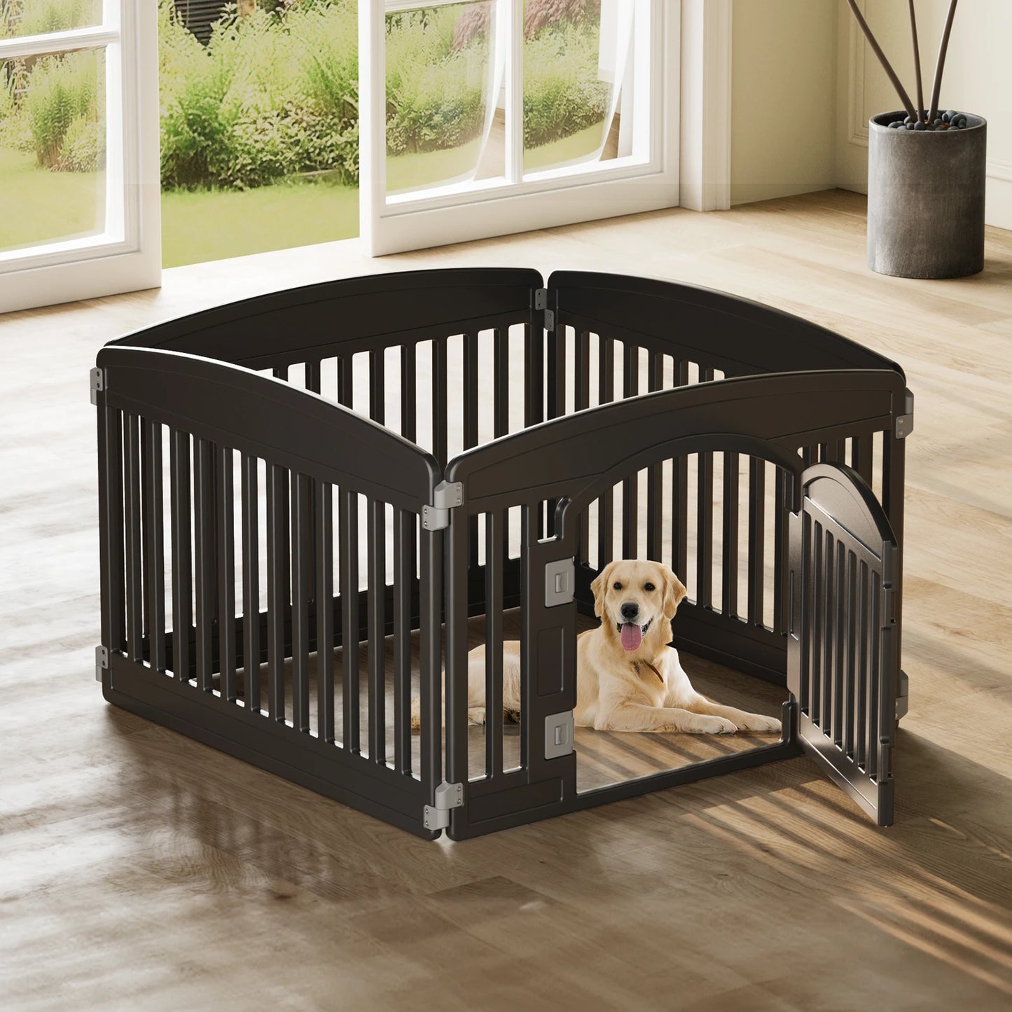 JHK Plastic Dog Playpen Six Panel Portable Indoor Outdoor Fence