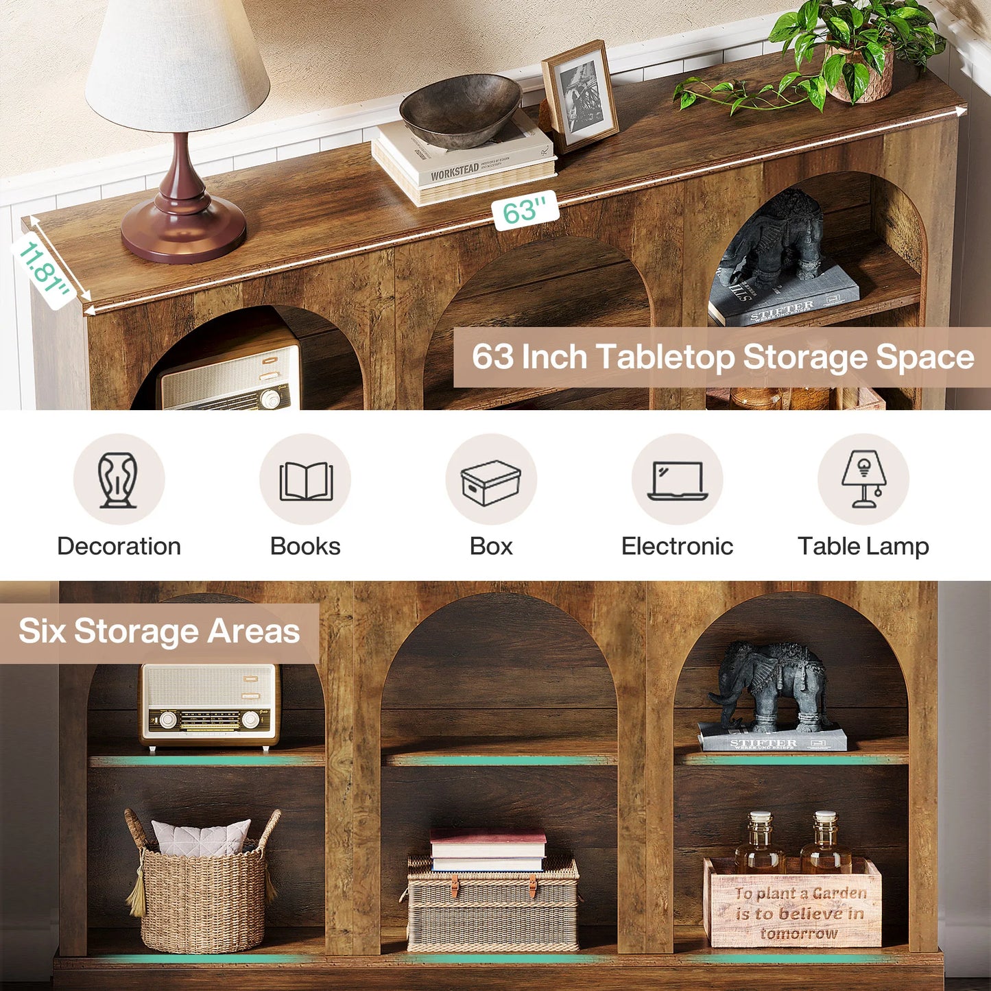 Tribesigns Farmhouse Console Table Entryway With 3 Tier Storage