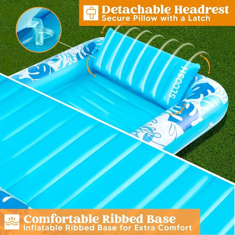 Joyfy Inflatable Suntan Pool Float With Drink Holders And Headrest