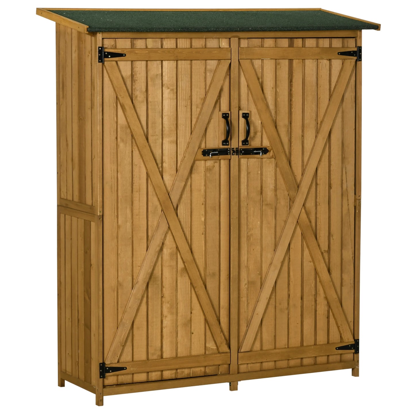 Outsunny Wooden Waterproof Garden Shed With Asphalt Roof And Lock