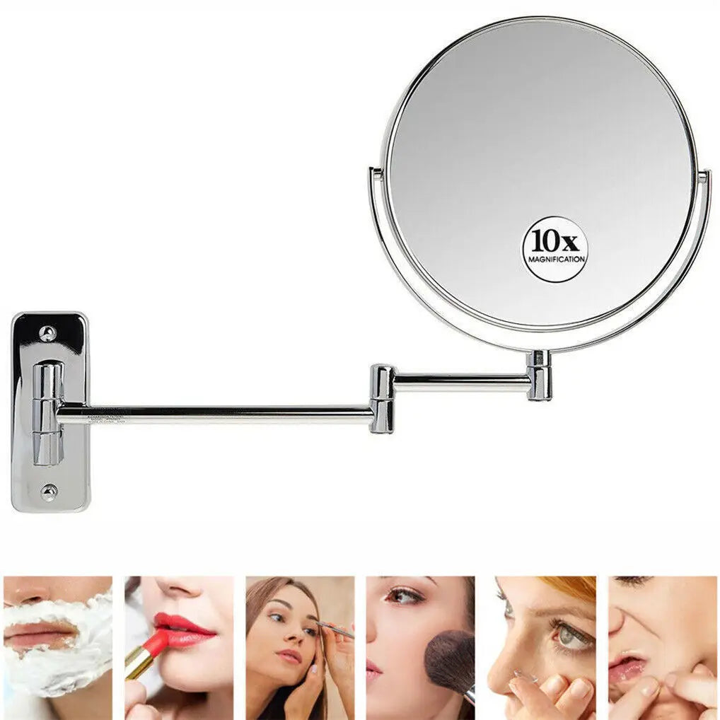BORWART 10X Magnifying Wall Mounted Mirror 360 Swivel Makeup