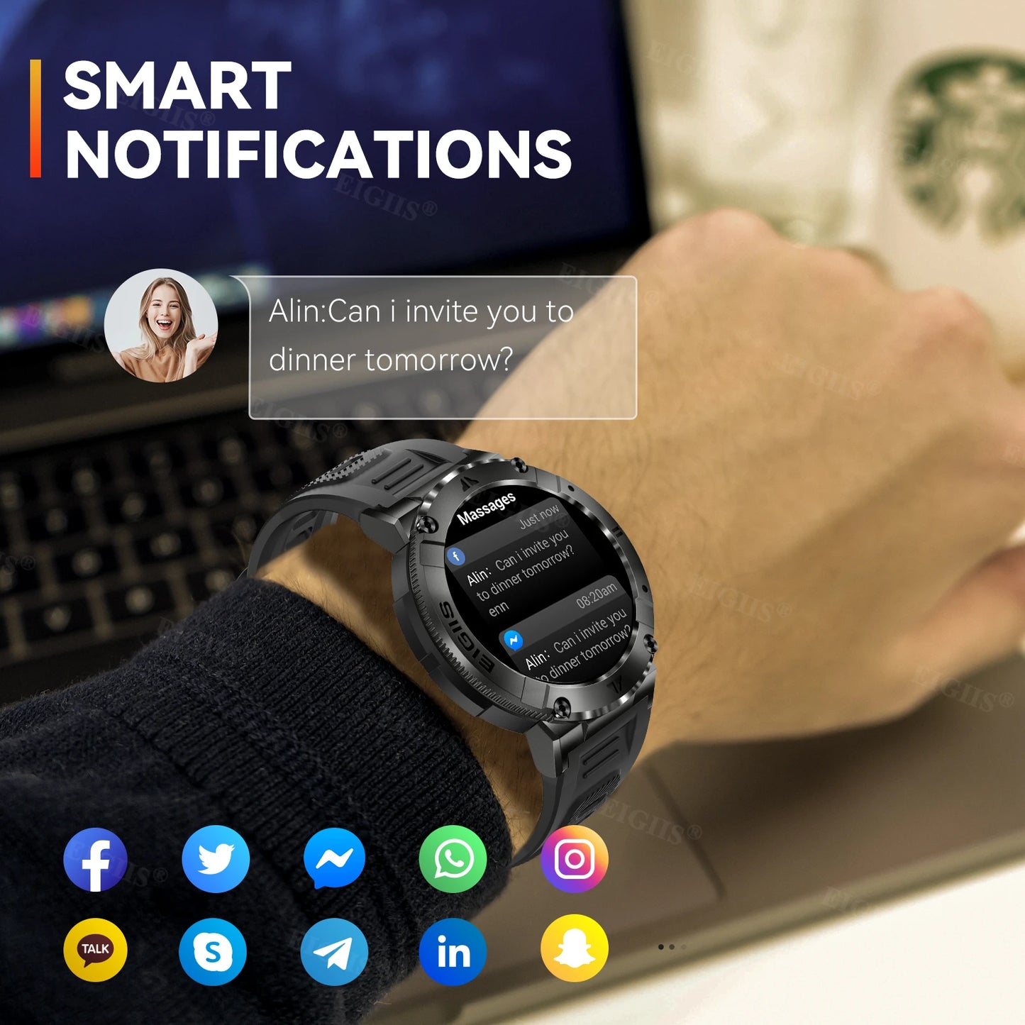 LaNikar Smart Watch Men TFT Display Bluetooth Blood Pressure