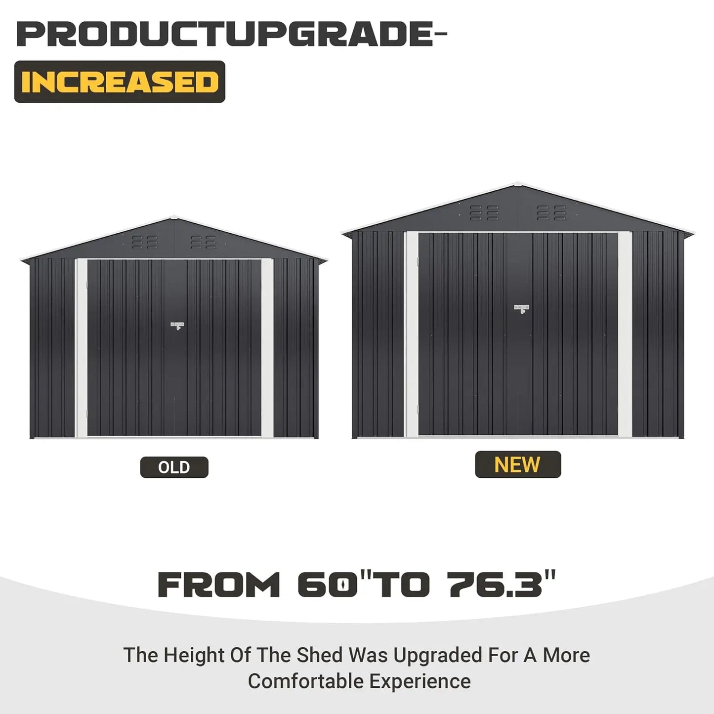 Outdoor Metal Storage Shed With Reinforced Frame Waterproof