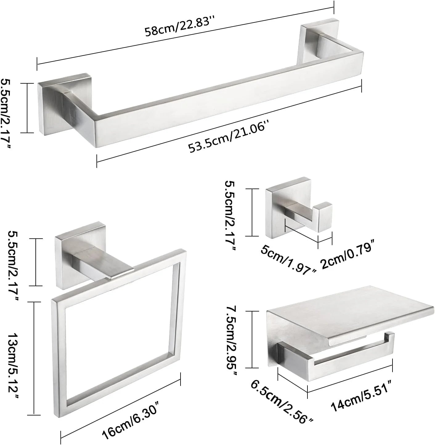 DQOK Stainless Steel Bathroom Hardware Set Bath Accessories