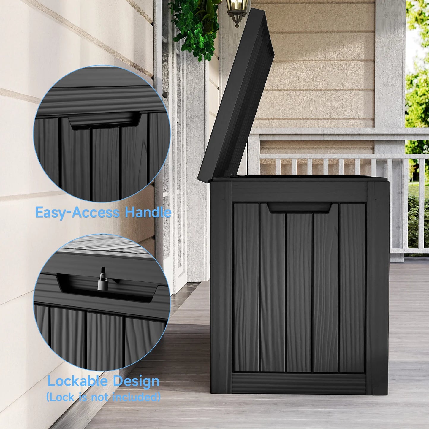 Weatherproof Outdoor Resin Deck Box Lockable Storage Container